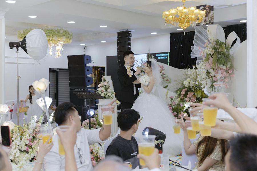 Guests raising a toast