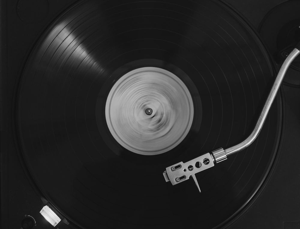 Vinyl record on a turntable